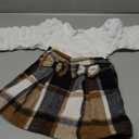 Toddler Baby Girl Plaid Dress Puff Sleeve Bow Patchwork Ribbed Shirts Dress Plaid Fall Winter Outfits with Headband (6-12 Months)