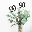 2 x 10-Pack Double Sided Glitter 90th Birthday Centerpiece Anniversary Centerpiece Sticks, Number 90 Table Topper Cake Topper for 90th Birthday Anniversary Table Party Decorations (Double Sided black)