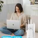 WiFi Extender, Wall - Plug Home 2.4G WiFi Extender Signal Booster 10888 Sq Ft, 80 Devices Supported & 1-Tap Simple Setup, WiFi Repeater for Home & Outdoor Use