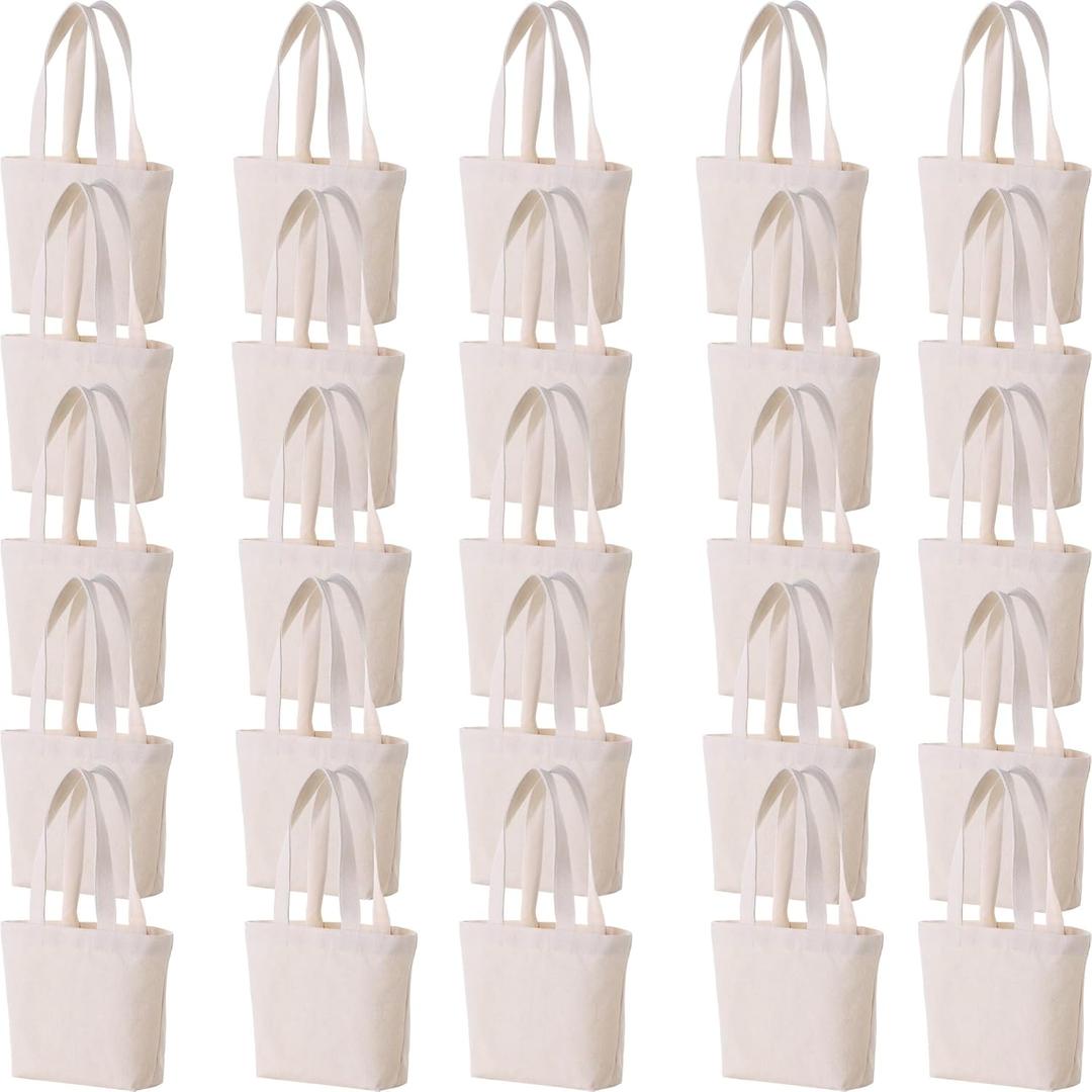 10" x 8" x 3"Mini Canvas Tote Bags for Fabric Painting Cotton Sturdy Bag Heavy-duty Gift Bags