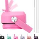 Straw Lid for Yeti Rambler Water Bottle 18 26 36 64 oz, Replacement Lids with Straw for YETI Rambler Bottle, BPA Free Straw Cap (Rose Pink)