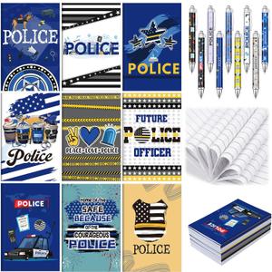 Resurhang 18 Pcs Police Officer Gifts Set, 9 Policeman Notebook Journal & 9 Ballpoint Pen, Police Appreciation Week Gifts for Women Men Law Enforcement Retirement Birthday Sheriff Academy Graduation