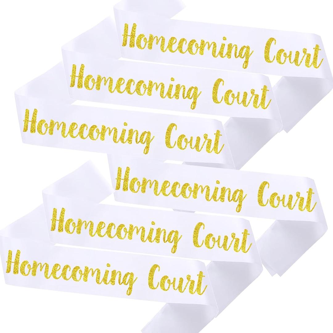 6PCS Homecoming Court Sashes Bulk, Glitter Gold Black Sashes for Homecoming Party School Dance Graduation Pageants Party Favors Decorations 6PCS Homecoming Court Sashes Bulk, Glitter Gold Black Sashes for Homecoming Party School Dance Graduation Pageants Party Favors Decorations
