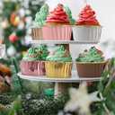 Foil Cupcake Liners with Dome Lids 100Pack,Free-Air 3.5Oz Cups for Baking,Disposable Ramekins Muffin Tins Cupcake Wrappers, with Spoons-Red in gold