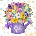 Nialnant Hello Spring Door Sign for Front Porch,Wooden Flower Hanging Welcome Sign for Indoor Outdoor Front Door Farmhouse Home Porch Window Decor