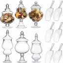Mimorou 6 Sets Glass Apothecary Jars with Lids and Scoops 3 Styles Clear Candy Jars for Buffets Candy Display Containers Bath Salt Container Cookie Crafts Bathroom Kitchen Storage (Vintage)