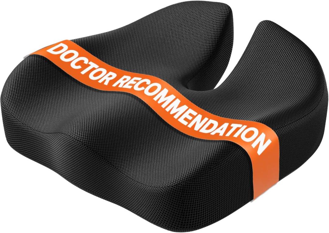 Seat Cushion, Extra Large Memory Foam Cushion for Office Chair Cushions, Ergonomic Cushions Pad Pillow for Pressure Relief Sciatica & Pain Relief for Long Sitting (Black)