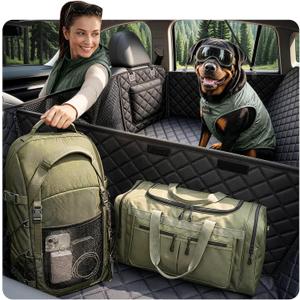 Rorhxia 3-in-1 Dog Car Seat Cover for Back Seat with Road Trip & Daily Mode
