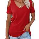 Amoretu Womens Summer Tops Short Sleeve Blouse Tshirts Soft Tee Shirts (Red,S)