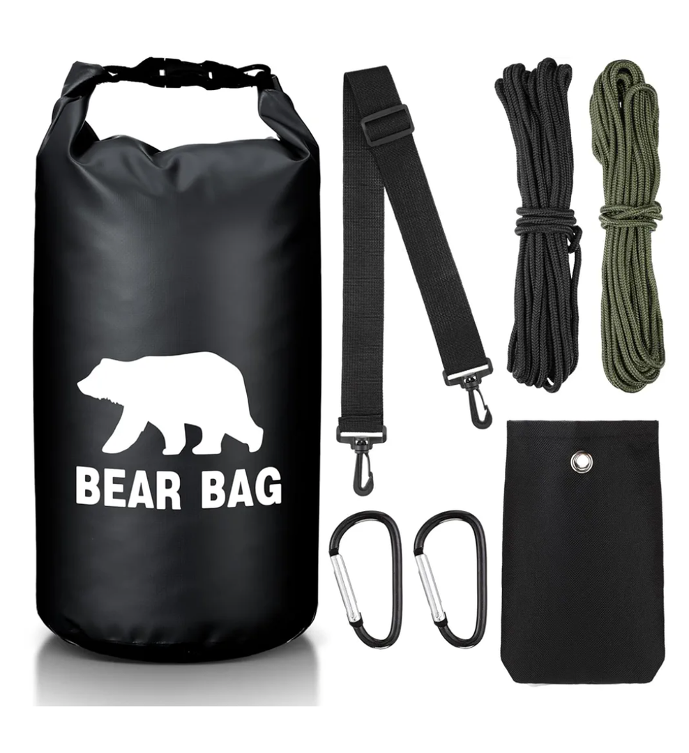 Set Bear Food Bag for Camping Ultralight Food Hanging System Includes Waterproof Bear Bag, Nylon Ropes, Hooks for Camping Backpacking