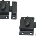 QCAA Traditional Large Oval Turn Cabinet Latch, Solid Brass, 2", for Cupboard & Other Furniture, Matte Black, 2 Pack, Made in Taiwan