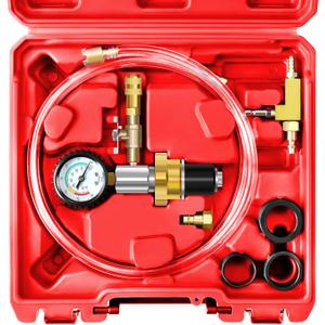 JIFETOR Universal Cooling System Vacuum Type Coolant Refill Tool Kit, Red (Red Case)