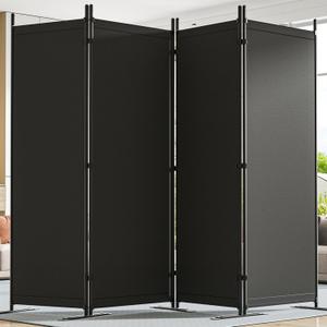 Room Divider 6FT Tall Folding Privacy Partition Screen, 88'' W Portable Wall Divider for Room Separation, Freestanding 4 Panel Room Divider Panel Privacy Screen for Dorm Studio Office, Black