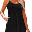 WEESO Summer Boho Dresses for Women Adjustable Spaghetti Strap Fashion Beach Vacation Casual Sundresses with Pockets (Black, M)