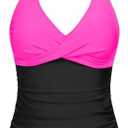 Tempt Me Women’s Tankini Top Halter Tummy Control Swim Tops Only Twist Front V Neck Bathing Suit No Bottom, Size: Large
