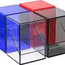 KKU 4 Pack Card Deck Cases, Trading Card Storage Boxes Acrylic Card Holder Cases, Deck Storage Box Hold 400+ Sleeved Cards Fit for Sport Cards