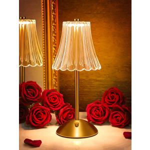 Vintage Lamp,2000mAh Rechargeable Lamps Cordless Lamp,3 Colors+10 Brightness Small Battery Operated Lamps for Bedroom (Gold-Rose)