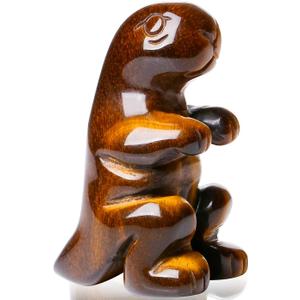 DUQGUHO Dinosaur Gift Decor Tiger Eye Crystals Statue Cute Figurines Collectible Decorations Gift for Women Men Christmas Home Desk Decor 1PC