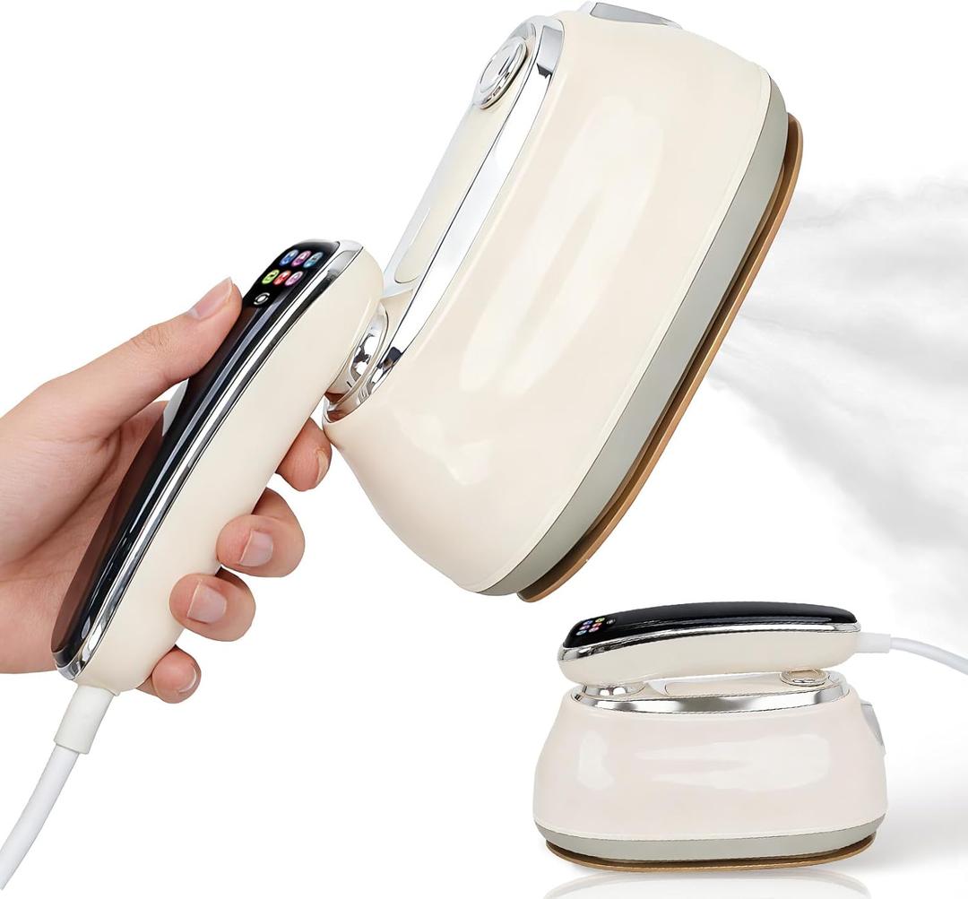 Steamer for Clothes, 2-in-1 Garment Steamer, 6-Level Clothes Steamer, 1200W Steamer Iron for Clothes, Steam Iron, LED Display Clothes Steamer Handheld, 15s Heat Up, Water Tank, Suitable Home and Office