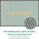 70% 20 X 30 FT Green Shade Cloth, Outdoor Woven Sun Shade with Grommets, Durable Breathable Netting Shading Antifreezing for Patio, Garden, DIY Home, Plants Cover, Greenhouse, Dog Kennel