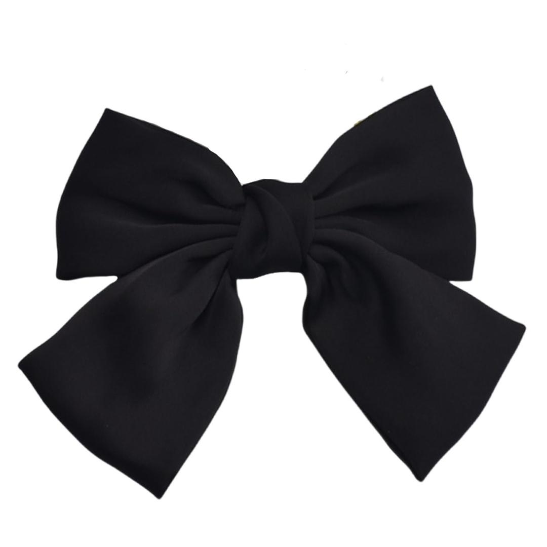SEVENHEAD Bow Hair Clips Black Spring Hair Clip 1 Pack Barrettes Large Big Oversized Knot Bowknot Satin French Barrettes Snap Hair Clips Ponytail Holders Accessories for Women Girls Teens