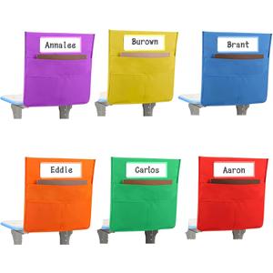 6 Pcs Chairback Pockets, Chairback Buddy Pockets Chart, Bright Color Seat Storage Organizer Large Pockets for School Classroom 16.6 x 19 Inch