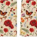 Artoid Mode Bee Butterfly Floral Spring Kitchen Towels Dish Towels, 18x26 Inch Farmhouse Summer Decoration Cleaning Set of 2