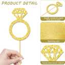 Wedding Engagement Party Centerpieces for Table 12pcs Gold Glitter Diamond Ring Love I Do Centerpiece Sticks Marriage Anniversary Party Decorations for Bridal Shower Valentines Party Supplies