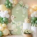 Novabright 2 Pcs One Silly Goose Party Decoration 5ft and 2.5ft Sage Green Bow 1st Birthday Silly Goose Cardboard Cutout Standup Photo Props Backdrops for Boys Girls 1st Birthday Baby Shower Supplies