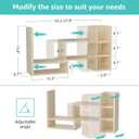 NUTIKAS Desk Shelves Desktop Organizer Shlef - Natural Wood Tone Office Organization for Top of Desk Organizers and Accessories Corner Bookshelf Table Top Shelving Small Hutch Decorations for Office