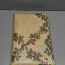 Christmas Tablecloth Rectangle 60x120 Inch Red Holly Berry Ornament Ball Waterproof Durable Vintage Santa Tablecloth, Xmas Table Cover for Holiday, Winter, Farmhouse Party, Beige