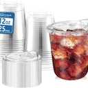 25 Pack 12 oz BPA-Free Clear Plastic Coffee Cups with Strawless Sip Lids - Leak-Proof Disposable To-Go Cups for Iced Coffee, Kids, Smoothies & Juice, Ideal for Daily Use & Small Gatherings