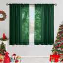 Semi Voile Sheer Curtains 45 Inches Long 2 Panels Rod Pocket Window Treatment for Living Room Bedroom Dining Room(Foliage Green 52" W x 45" L)