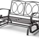 Giantex Outdoor Glider Bench, Patio 2 Person Loveseat with Removable Cushion, Thick Padded Seat, Stable Steel Frame, Outside Glider Swing Chair for Deck, Poolside, Yard, Balcony, Porch,