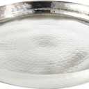 Elegance Hammered Stainless Steel Round Tray, Silver, 13"