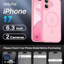 4 x Magnetic Shockproof for iPhone 17 Case,Upgraded[Camera Protection][Compatible with Magsafe][Non-Slip][Mil-Grade Protection] Slim Anti-Yellow Translucent Matte Phone Case for iPhone 17,Pink