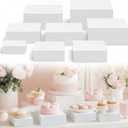 Barydat 8 Pcs Small 8.7" Wood Risers Display Stands Rustic Square Cupcake Stand Food Risers Stackable Display Box for Buffet Table Dessert Food Birthday Wedding Party (White)