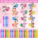 2 x 30 Pack Valentines Day Gifts for Kids Mini Bubble Wands with Animal Valentine Cards, Classroom Exchange Favors School Party Prizes for Class Boys Girls