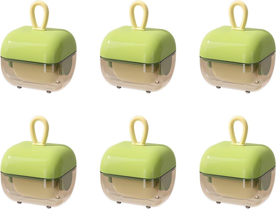 Reusable Lint Roller Washable Mini Sticky Roller Portable Remover for Clothes, Sofa, Car & Travel Pet Hair Removal Tool (Green 6Pack)