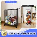 Large Garage Ball Storage Rack with WheelsRolling Sports Equipment Organizer Freestanding Ball Holder for Basketball Soccer Volleyball FootballSports Ball Storage for Garage Gym School Home