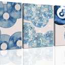 Trendy Blue Wall Art Set of 3, Preppy Navy Blue Wall Decor, Coquette Disco Lucky Me 8 Ball Poster Canvas Prints Aesthetic Pictures for Teen Girls Bedroom Living Room Dorm 16x24 inch Framed