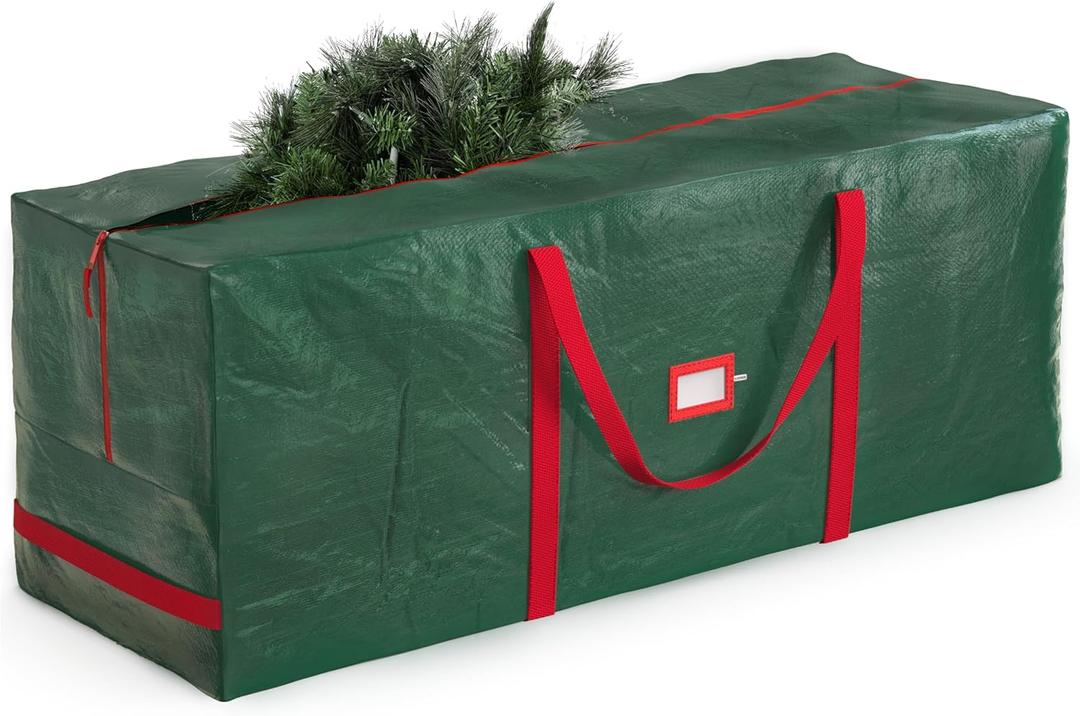 Zober Large Christmas Tree Storage Bag - Fits 9 Ft Artificial Trees - Plastic, Waterproof Christmas Tree Bag For Storage Box For Xmas - Strong, Durable Handles - Label Card Slot - Green
