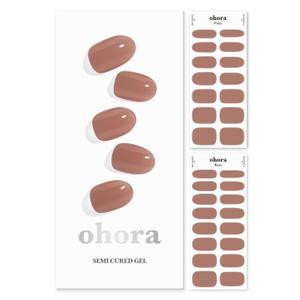 ohora Semi Cured Gel Nail Strips (N Bare Brick) - Works with Any UV/LED Lamps, Salon-Quality, Long Lasting, Easy to Apply & Remove - Includes 2 Prep Pads, Nail File & Wooden Stick