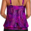 Aqua Eve Two Piece Women's Tankini Swimsuits Blouson Swim Tank Top with Shorts Modest Bathing Suits (Purple, XL)