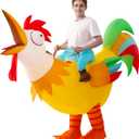 Spooktacular Creations Chicken Inflatable Costume Adult, Ride on Rooster Blow Up Funny Costume for Halloween Themed Parties (X-Large(71in))