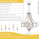 Brushed Nickel Chandeliers for Dining Room, 22 Inch Crystal Light Fixture 6-Light Modern Round Large Chandeliers for Kitchen Hallway Bedroom Foyer Hall Adjustable Height Hanging Light