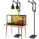 DXOPHIEX Dual Reptile Lamp Stand Reptile Light Stand with Two Flexible Brackets, Height Adjustable (15.7 inch to 74.3 inch) for Hanging Heat Lamp Holder and Light Fixture