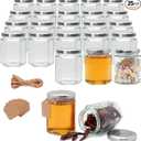 Encheng 6oz Clear Hexagon Jars,22 Pcs Honey Jars with Silver Lids,Glass Canning Jars with Tags and Jute Twine for Food Storage,Party Favor,Herbs,Jelly,Jams,Spices,Wedding Favor
