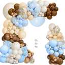 148pcs Brown Coffee Blue Balloons Garland Arch Kit, Boho Tan Teddy Bear We Can Bearly Wait Shower Gender Reveal Birthday Wedding Party Supplies Decorations