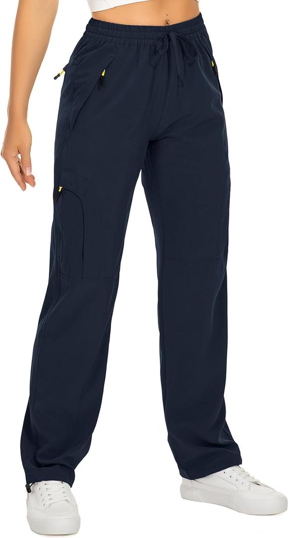 Womens Hiking Pants Quick Dry UPF 50 Lightweight Travel Golf Cargo Safari Pants Zipper Pockets (Blue, XL)
